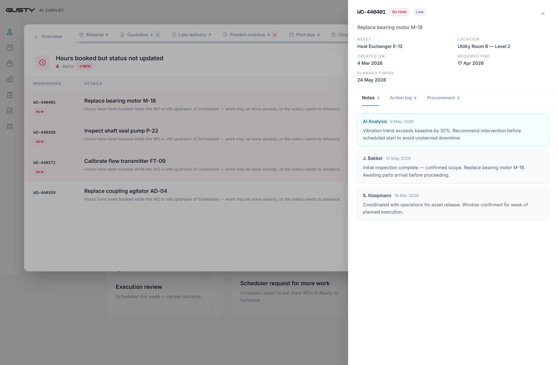 Copilot alert detail with workorder context