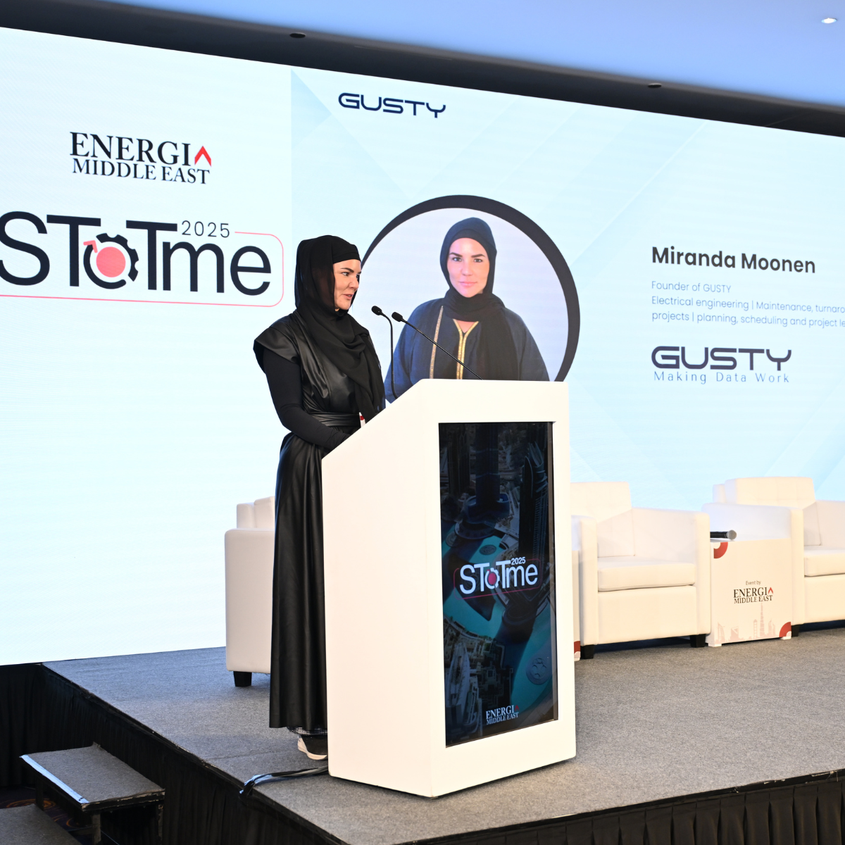 Miranda Moonen speaking at STOTME 2025 in Dubai